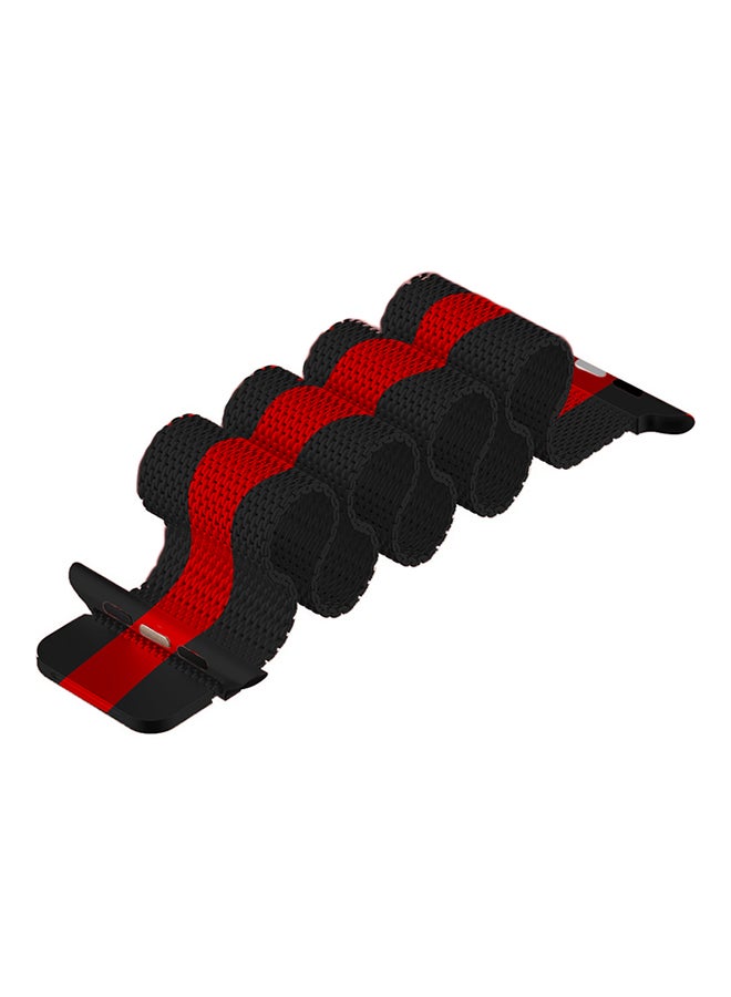 TraMx - Replacement Band For Apple Watch Series 5/4/3 Sport Edition-42mm and 44mm Black/Red - Image 1