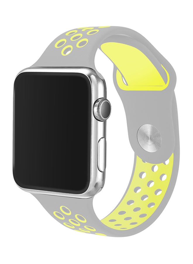 TraMx Replacement Band For Apple Watch Series 1/2/3 42mm Grey/Yellow - Image 2
