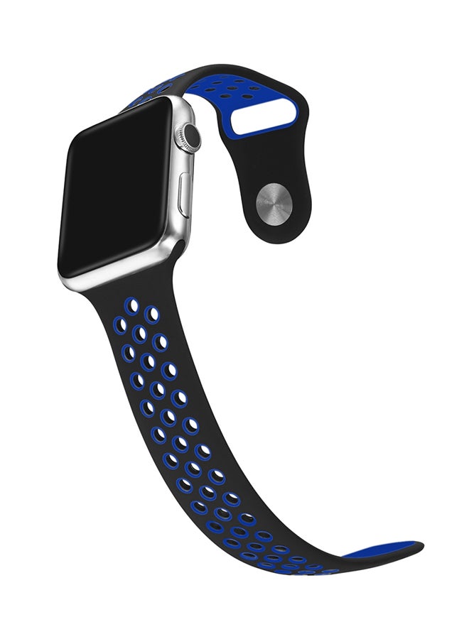 TraMx - Silicone Wristband For Apple Watch Series 1/2/3 42mm Black/Blue - Image 1