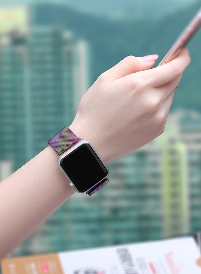 TraMx - Replacement Band For Apple Watch Series 1/2/3 38mm Purple/Green - Image 1