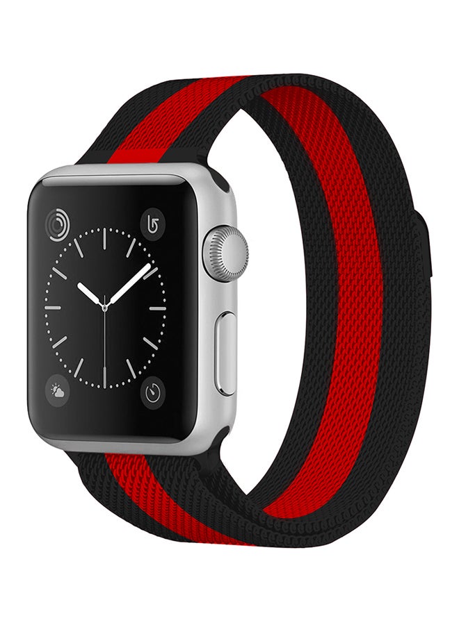 TraMx - Replacement Band For Apple Watch Series 5/4/3 Sport Edition-42mm and 44mm Black/Red - Image 1