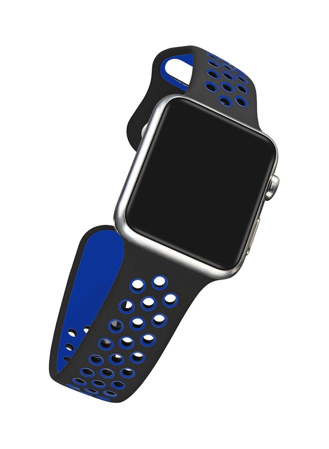 TraMx - Silicone Wristband For Apple Watch Series 1/2/3 42mm Black/Blue - Image 1
