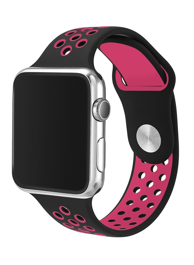 TraMx - Replacement Band For Apple Watch Series 1/2/3 38mm Black/Pink - Image 1