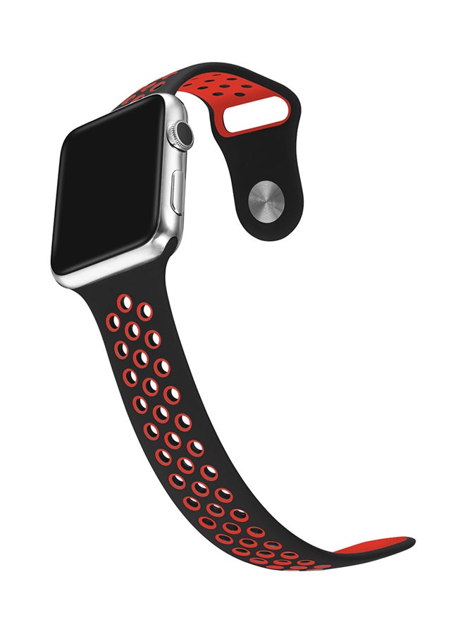 TraMx - Replacement Band For Apple Watch Series 1/2/3 42mm Black/Red - Image 1