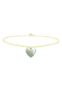 18 Karat Gold Heart Shape Mother Of Pearl Chain Bracelet