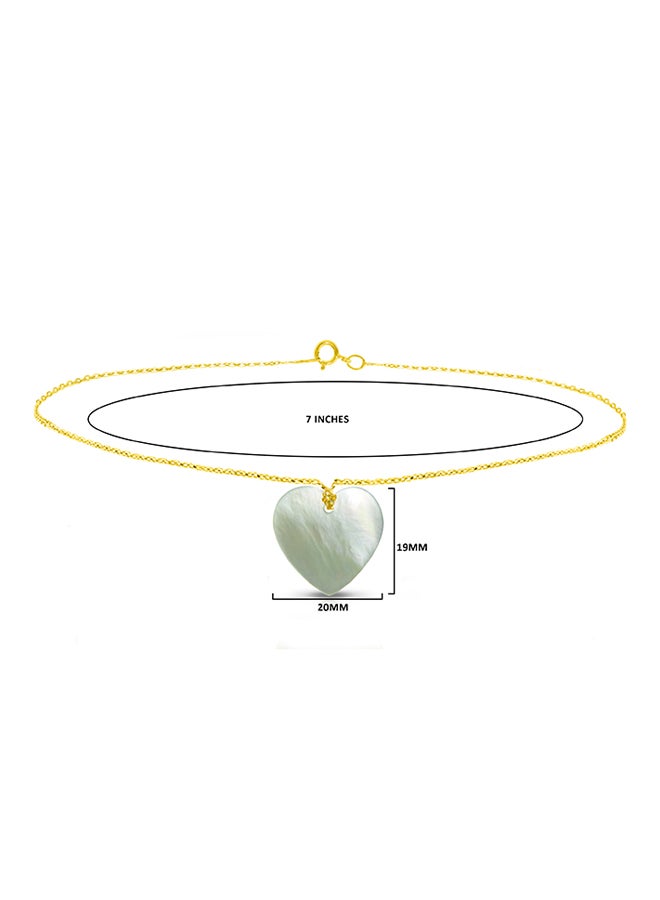 Vera Perla - 18 Karat Gold Heart Shape Mother Of Pearl Chain Bracelet - Image 1