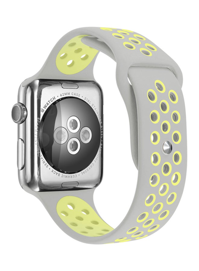 TraMx Replacement Band For Apple Watch Series 1/2/3 42mm Grey/Yellow - Image 1