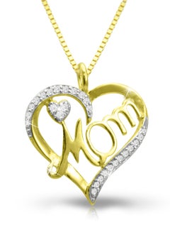 18 Karat Gold Mom Heart With Small Heart Pendant Necklace
