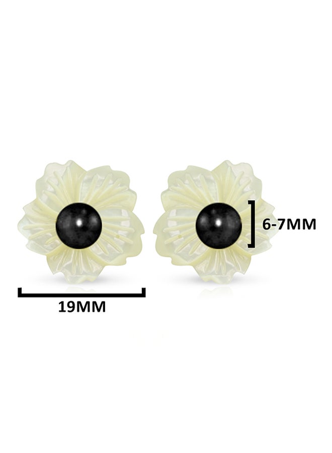 Vera Perla 18 Karat Gold Flower Design Mother Of Pearl Earrings  - Image 2