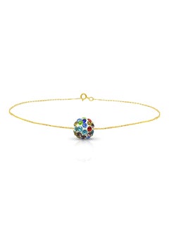 18 Karat Gold Crystal Ball Chain Bracelet