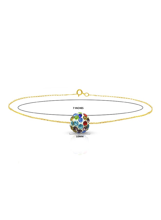 Vera Perla - 18 Karat Gold Crystal Ball Chain Bracelet - Image 1