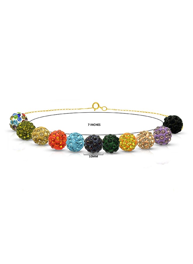 Vera Perla 18 Karat Gold Crystal Balls Chain Bracelet  - Image 2