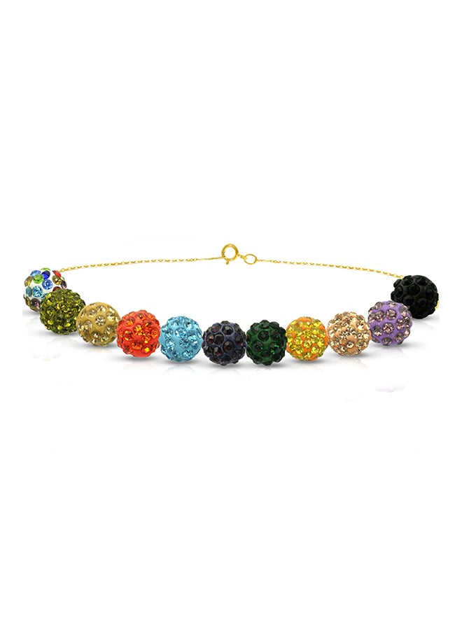 Vera Perla 18 Karat Gold Crystal Balls Chain Bracelet  - Image 1