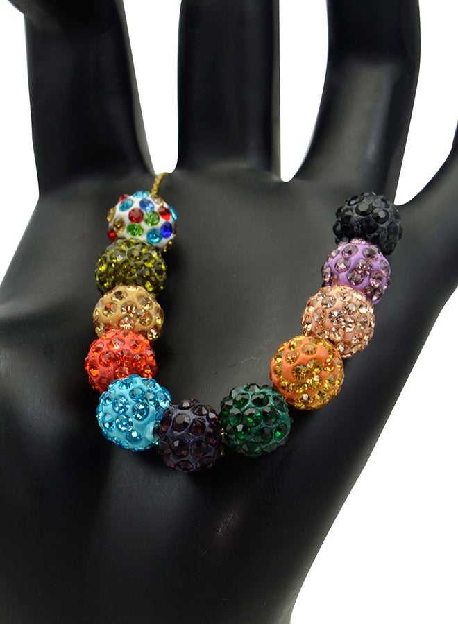 Vera Perla 18 Karat Gold Crystal Balls Chain Bracelet  - Image 3