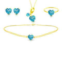 18 Karat Solid Yellow Gold Swiss Topaz Jewellery Set