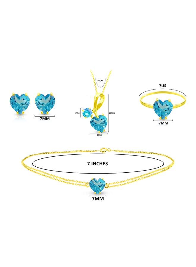 Vera Perla - 18 Karat Solid Yellow Gold Swiss Topaz Jewellery Set - Image 1