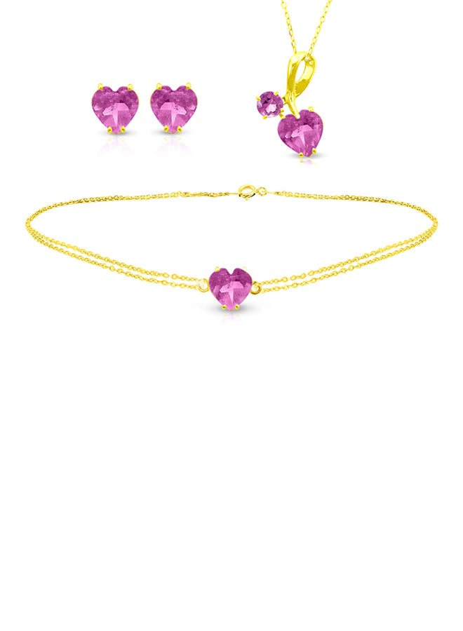 Vera Perla - 18 Karat Solid Yellow Gold Swiss Topaz Jewellery Set - Image 1