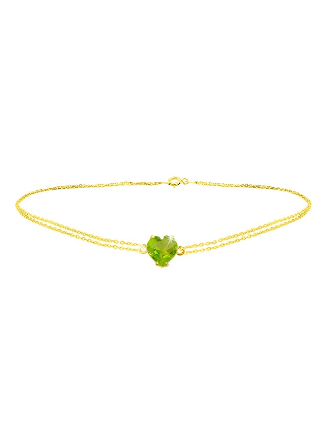 Vera Perla 18 Karat Solid Yellow Gold Peridot Chain Bracelet  - Image 1