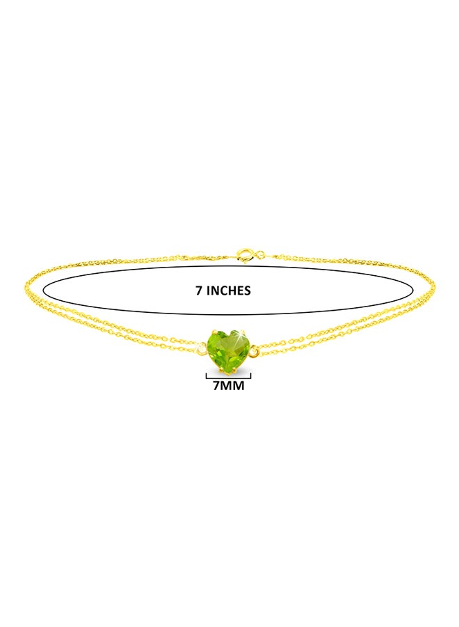 Vera Perla 18 Karat Solid Yellow Gold Peridot Chain Bracelet  - Image 2