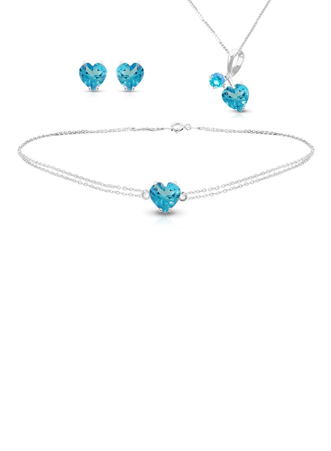 Vera Perla 18 Karat White Gold Topaz Studded Jewellery Set  - Image 1