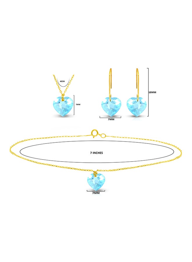 Vera Perla - 18 Karat Solid Yellow Gold 7 mm Topaz Jewellery Set - Image 1