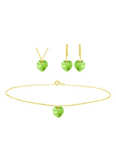 Vera Perla Set of 3 18 Karat Gold Peridot Necklace Bracelet and Earrings  - Image 1