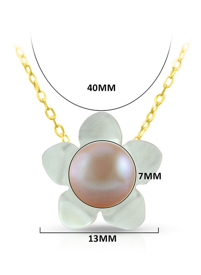 Vera Perla - 18 Karat Gold  Flower Design Pearl Pendant Necklace - Image 1