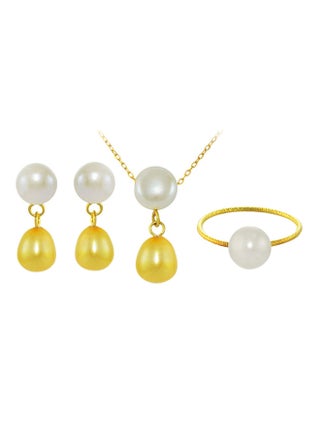 18 Karat Yellow Gold Pearl Drop Jewellery Set - v1528792319/N15079110A_1