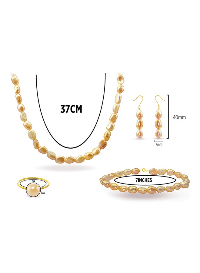 Vera Perla - 4-Piece 18 Karat Gold Pearl Jewellery Set - Image 1