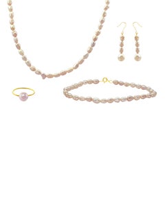 4-Piece 18 Karat Gold Pearl Jewellery Set