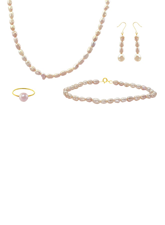 Vera Perla - 4-Piece 18 Karat Gold Pearl Jewellery Set - Image 1