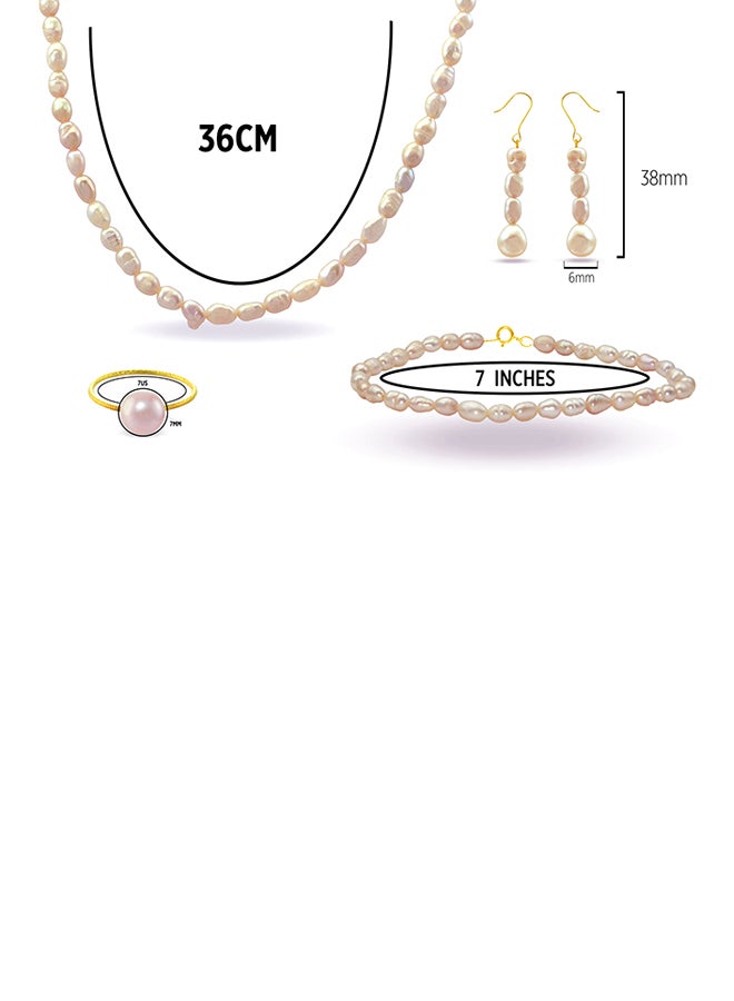 Vera Perla - 4-Piece 18 Karat Gold Pearl Jewellery Set - Image 1