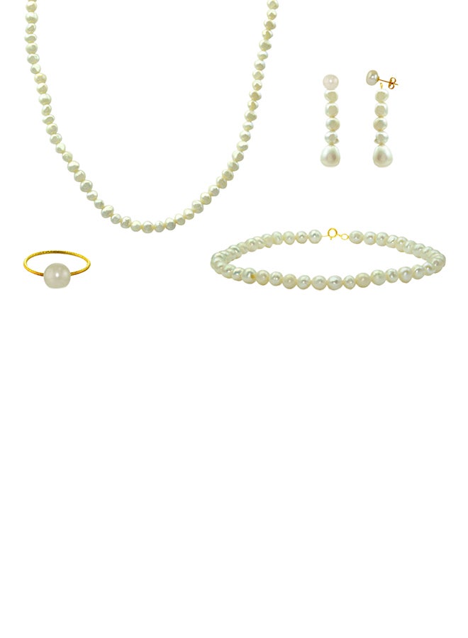 Vera Perla - 4-Piece 18 Karat Pearls Strand Jewellery Set - Image 1