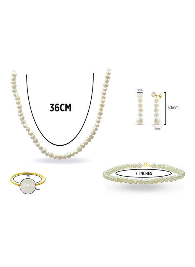Vera Perla - 4-Piece 18 Karat Pearls Strand Jewellery Set - Image 1
