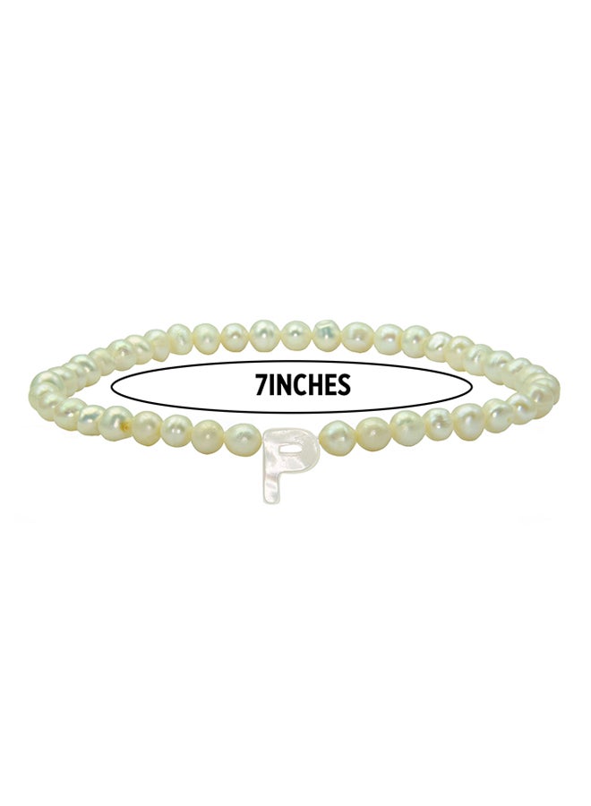 Pearls Letter P Elastic Bracelet