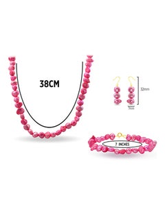 Vera Perla Set of 3 10 Karat Gold Pearl Beads Necklace Bracelet and Earrings  - Image 2