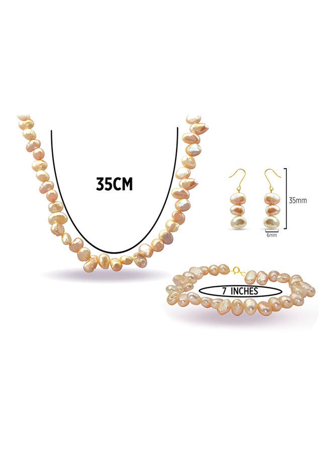 Vera Perla - 10 Karat Gold With Pearls Strand Jewellery Set - Image 1
