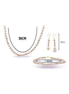 Vera Perla Set of 3 10 Karat Gold Pearl Beads Necklace Bracelet and Earrings  - Image 2