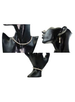 Vera Perla Set of 3 10 Karat Gold Pearl Beads Necklace Bracelet and Earrings  - Image 3