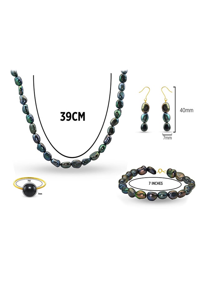 Vera Perla - 10 Karat Gold With Pearls Strands Jewellery Set - Image 1