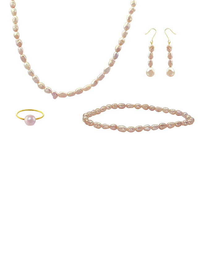 Vera Perla - 10 Karat Gold With Pearls Jewellery Set - Image 1