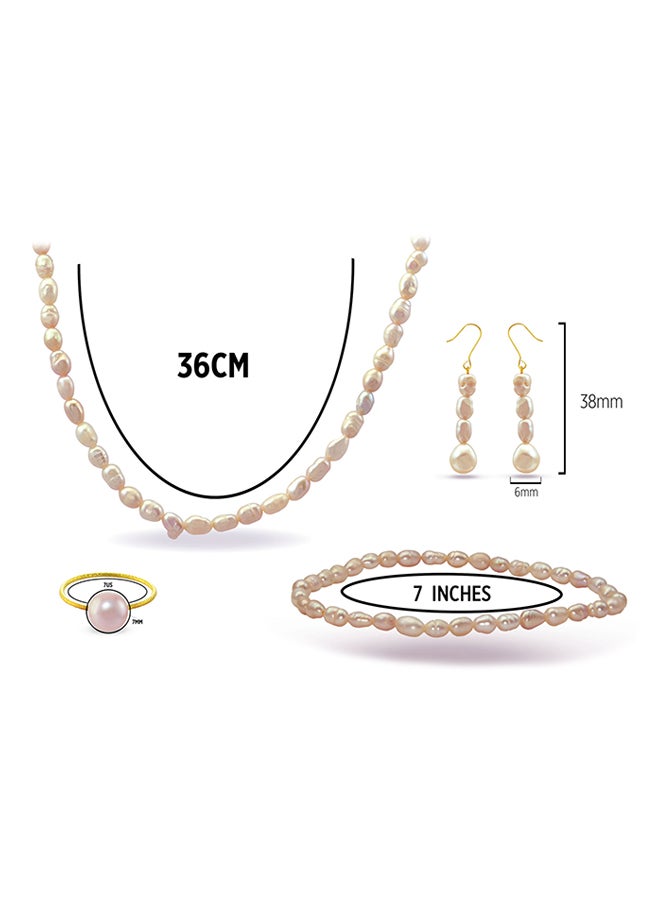 Vera Perla - 10 Karat Gold With Pearls Jewellery Set - Image 1
