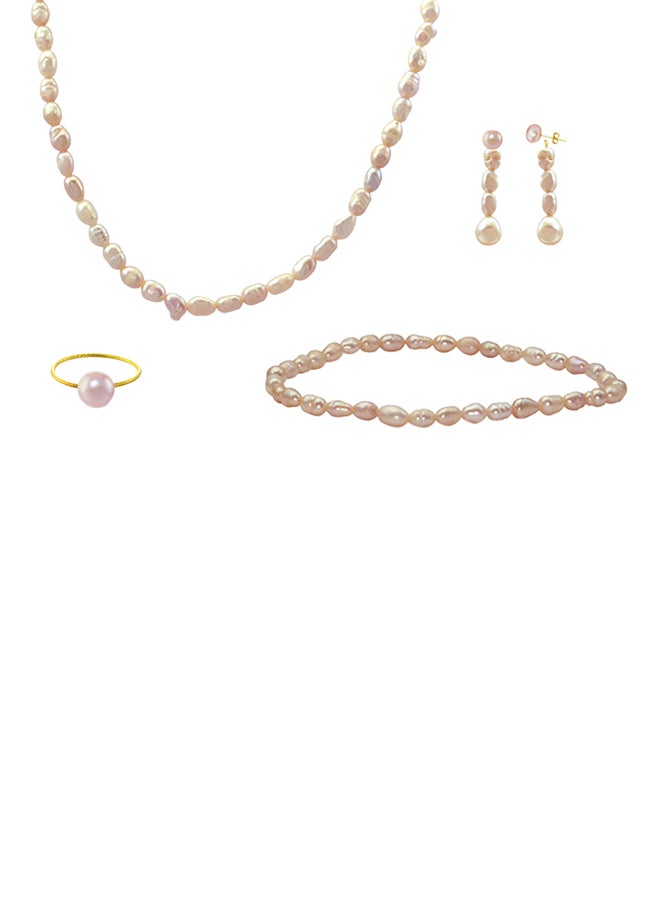 Vera Perla - 10 Karat Gold With Pearls Jewellery Set - Image 1