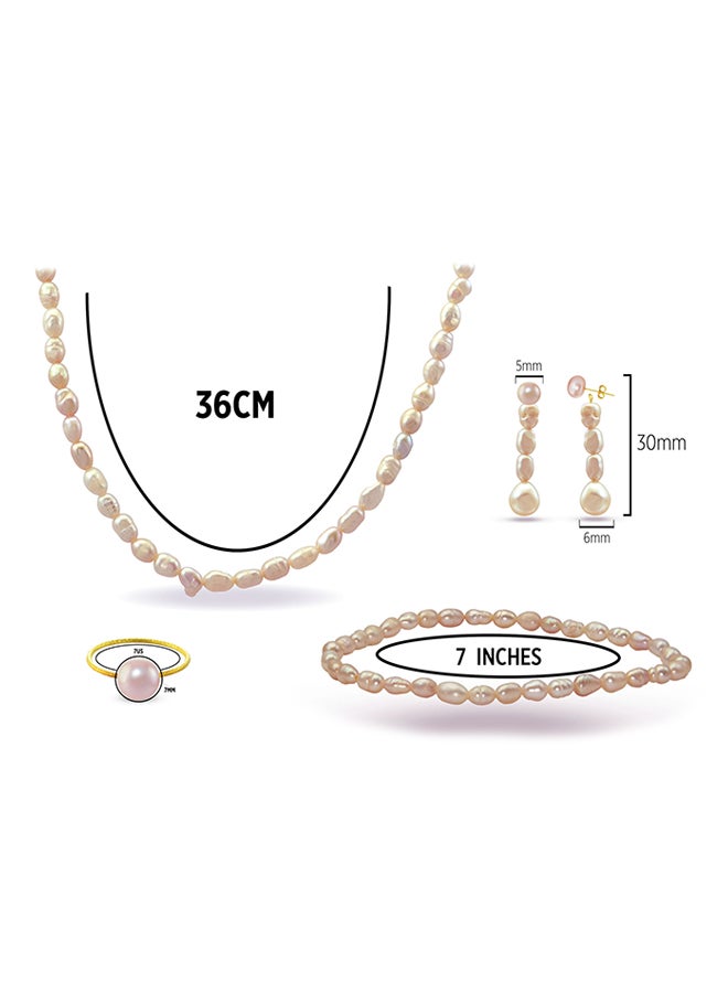 Vera Perla - 10 Karat Gold With Pearls Jewellery Set - Image 1