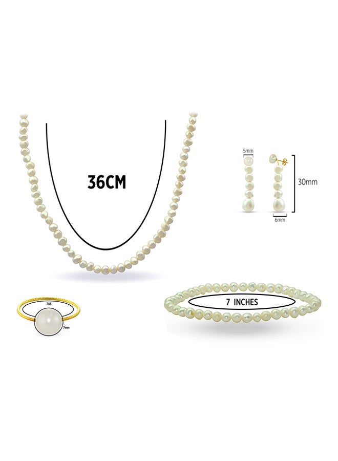10 Karat Gold With Pearls Jewellery Set