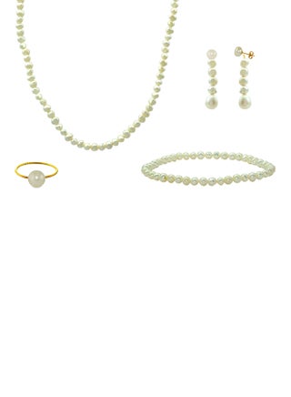 10 Karat Gold With Pearls Jewellery Set - v1528792541/N15079392A_1