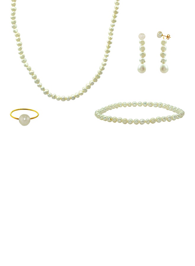 10 Karat Gold With Pearls Jewellery Set
