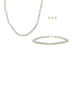 10 Karat Gold With Pearls Jewellery Set