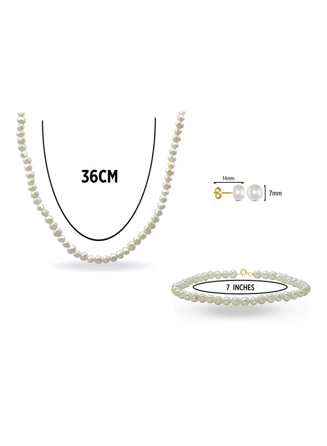 Vera Perla - 10 Karat Gold With Pearls Jewellery Set - Image 1