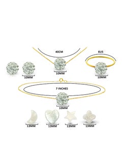 Vera Perla Set of 4 18 Karat Gold Crystal Ball With 4 Piece Charm Bracelet Necklace Earrings and Ring  - Image 2